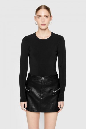 Rebecca Minkoff Bonnie Long Sleeve Oberteile Damen Schwarz | TEP792830