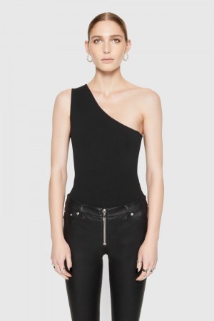 Rebecca Minkoff Bonnie One-Shoulder Bodysuit Oberteile Damen Schwarz | RKU581236