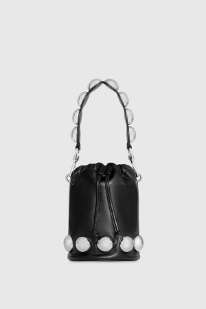 Rebecca Minkoff Bubble Stud Small Bucket Umhängetasche Damen Schwarz Silber | JGZ743268