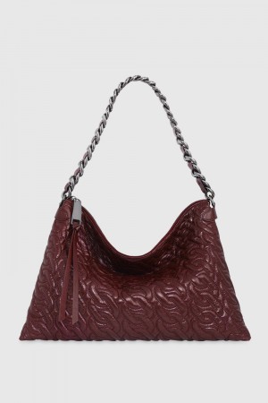 Rebecca Minkoff Chain Quilt Shoulder Bag Schultertasche Damen Dunkelrot Grau | LJK370619