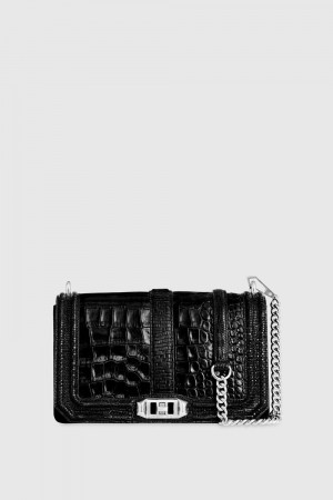 Rebecca Minkoff Chevron Quilted Love Crossbody Umhängetasche Damen Schwarz Silber | RHV748509
