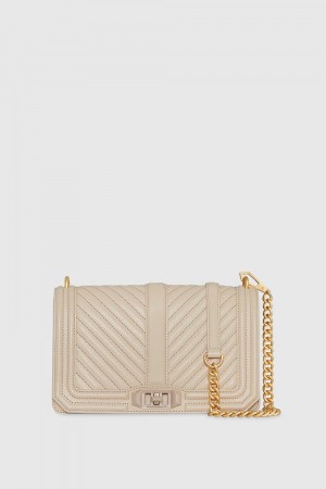 Rebecca Minkoff Chevron Quilted Love Crossbody Umhängetasche Damen Grau | YUP952876