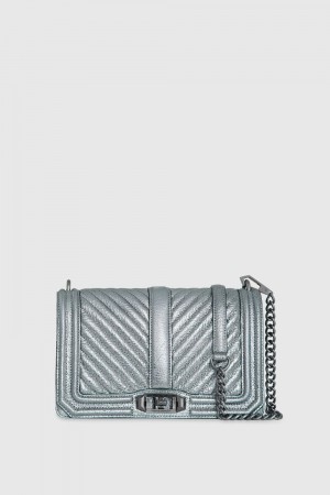 Rebecca Minkoff Chevron Quilted Love Crossbody Umhängetasche Damen Dunkelgrau | MHX102475