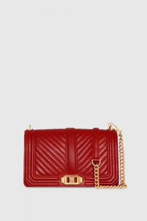 Rebecca Minkoff Chevron Quilted Love Crossbody Umhängetasche Damen Rot | HFE470213