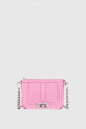 Rebecca Minkoff Chevron Quilted Mini Love Crossbody Umhängetasche Damen Bubble Gum | MQO534921