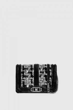 Rebecca Minkoff Chevron Quilted Small Love Crossbody Umhängetasche Damen Schwarz Grau | ABV972438