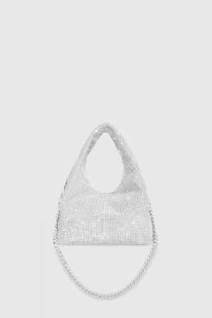 Rebecca Minkoff Crystal Mini Chain Carryall Schultertasche Damen Silber Grau | FGE456310