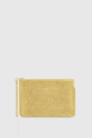 Rebecca Minkoff Crystal Studded Wristlet Kleine Lederwaren Damen Gold | URB620185