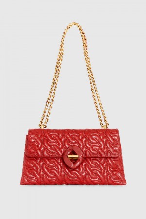 Rebecca Minkoff Double Gusset Crossbody With Chain Quilt Schultertasche Damen Rot | LNU375916
