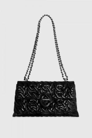 Rebecca Minkoff Double Gusset Crossbody With Chain Quilt Schultertasche Damen Schwarz | DXH482691