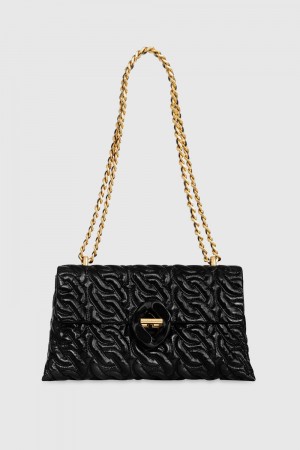 Rebecca Minkoff Double Gusset Crossbody With Chain Quilt Schultertasche Damen Schwarz | VSE850194