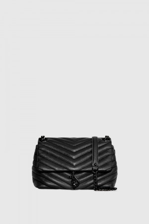 Rebecca Minkoff Edie Crossbody Umhängetasche Damen Schwarz Schwarz | HJV079361
