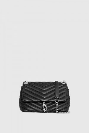 Rebecca Minkoff Edie Crossbody Umhängetasche Damen Schwarz Silber | WYO401268