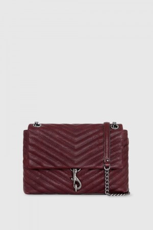 Rebecca Minkoff Edie Flap Shoulder Bag Schultertasche Damen Dunkelrot Grau | UZS569148