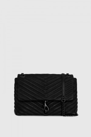 Rebecca Minkoff Edie Flap Shoulder Bag Schultertasche Damen Schwarz Schwarz | GAX916425