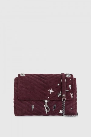 Rebecca Minkoff Edie Flap Shoulder with Celestial Studs Schultertasche Damen Dunkelrot | SDB054187