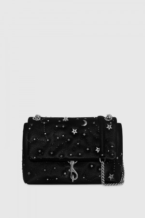 Rebecca Minkoff Edie Flap Shoulder with Celestial Studs New Arrivals Damen Schwarz Grau | CPY728935