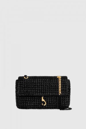 Rebecca Minkoff Edie Woven Medium Crossbody Umhängetasche Damen Schwarz | VOE705821