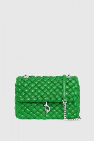 Rebecca Minkoff Edie Woven Shoulder Bag Schultertasche Damen Grün Silber | VAB560873
