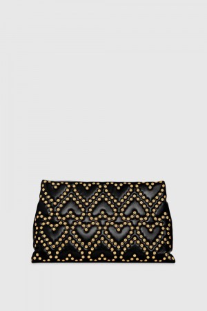 Rebecca Minkoff Heart Stud Quilt Pillow Clutch Unterarmtasche-Taschen Damen Schwarz | KSG914025