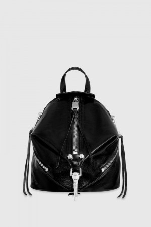 Rebecca Minkoff Julian Zipped Medium Backpack Rucksäcke Damen Schwarz Silber | DRB582476