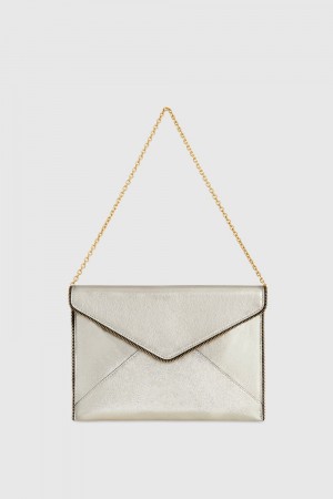Rebecca Minkoff Leo Clutch With Chain Strap Unterarmtasche-Taschen Damen Champagne | ABT975346