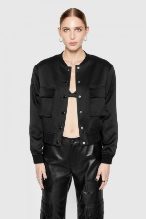 Rebecca Minkoff Lucy Satin Bomber Oberbekleidung Damen Schwarz | LTM087621