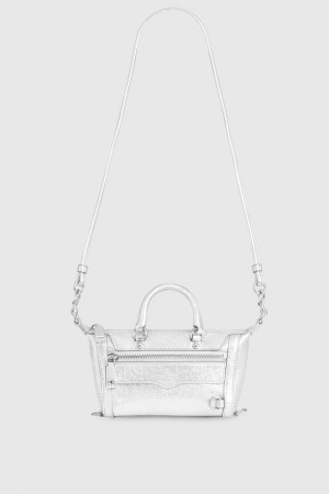 Rebecca Minkoff Micro Mini M.A.B. Top Handle Bags Damen Silber Silber | QSO643871
