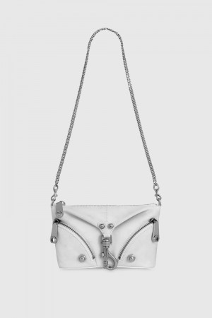 Rebecca Minkoff Mini Julian Crossbody Umhängetasche Damen Weiß Grau Silber | VOU918572