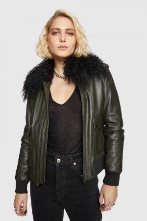 Rebecca Minkoff Orly Aviator Jacket Leather Damen Mehrfarbig | LPU096573