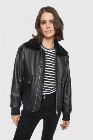 Rebecca Minkoff Orly Aviator Jacket Leather Damen Mehrfarbig | BVO470356