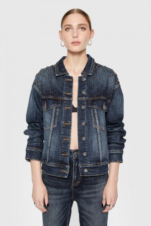 Rebecca Minkoff Ozzy Studded Denim Jacket Oberbekleidung Damen Waschen | UGW241963