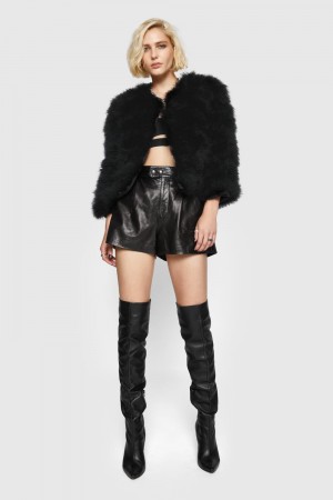 Rebecca Minkoff Pacha Feather Jacket Oberbekleidung Damen Schwarz | QTK738921