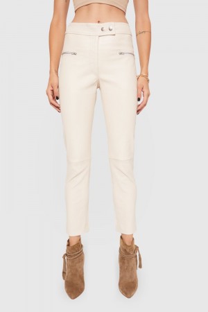 Rebecca Minkoff Poppy Leather Legging Unterteile Damen Beige | XYB859726