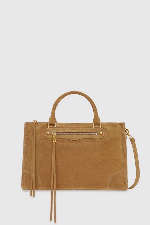 Rebecca Minkoff Regan Satchel Top Handle Bags Damen Walnut | LEX820437