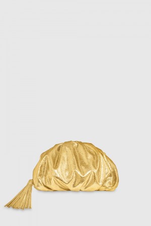 Rebecca Minkoff Ruched Clutch Unterarmtasche-Taschen Damen Gold | ELI583417