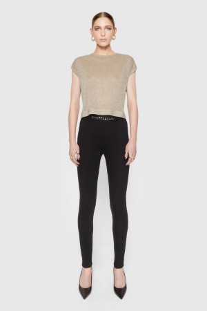 Rebecca Minkoff Sienna Chain Embellished Legging Unterteile Damen Schwarz | HUB784056