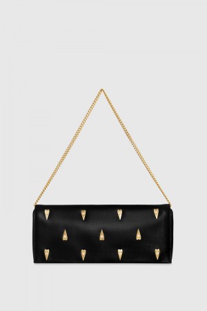 Rebecca Minkoff Slim Clutch With Heart Studs Unterarmtasche-Taschen Damen Schwarz | HJY348517