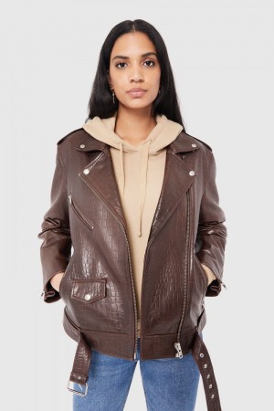 Rebecca Minkoff Tabitha Moto Leather Damen Espresso | JBS857193