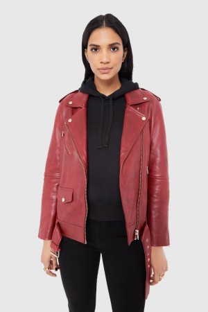 Rebecca Minkoff Tabitha Moto Leather Damen Bordeaux | ESO857169
