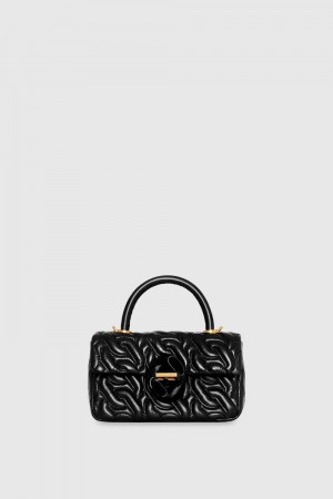 Rebecca Minkoff Top Handle Crossbody With Chain Quilt Top Handle Bags Damen Schwarz | OTE657038